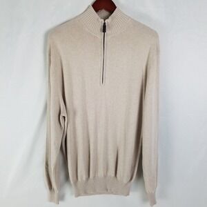 Daniel Cremieux Signature Collection Mens L Beige Cotton Silk‎ Cashmere Sweater